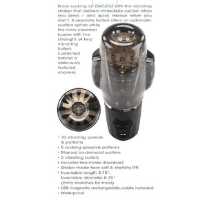 Zero Tolerance A Sucking Good Time Rechargeable Vibrating Stroker Black Smoke