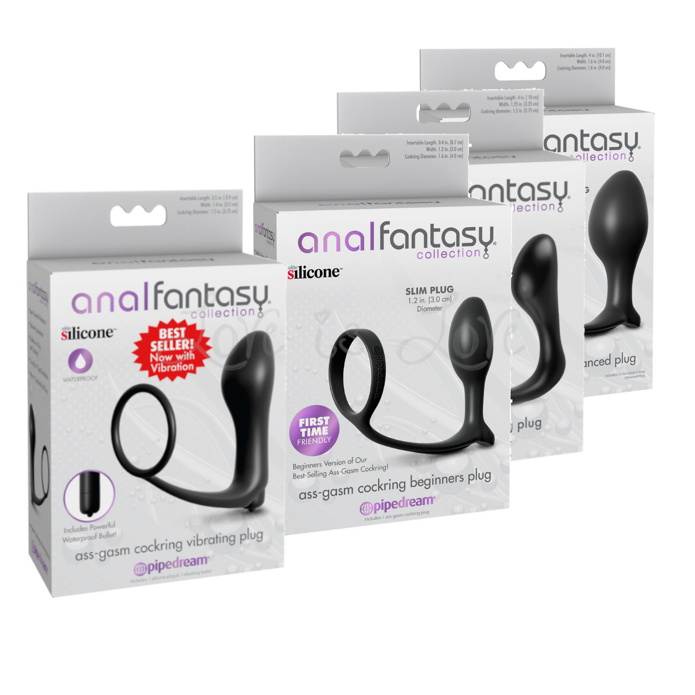 Anal Fantasy Collection Ass-Gasm Cockring Plug Beginner, Medium, Advan Love is Love Anal Fantasy Collection Ass-Gasm Cockring Plug Beginner, Medium, Advan Love is Love