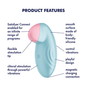 Satisfyer Tropical Tip App-Controlled Lay-On Clitoral Vibrator Light Blue or Lilac (Authorized Retailer)  Buy in Singapore LoveisLove U4Ria 
