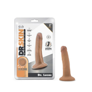 Blush Dr. Skin Silicone Dr. Lucas  Posable Shaft Suction Cup Dildo 5 Inch Beige or Mocha