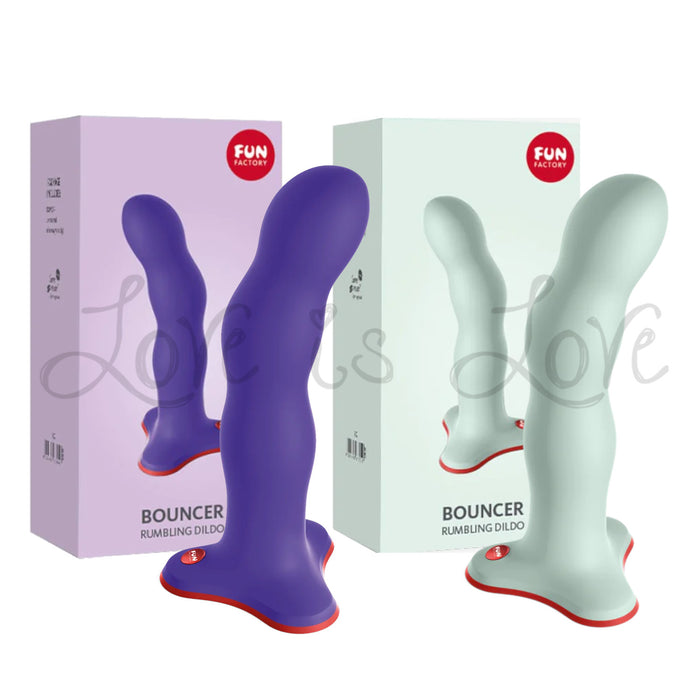 Fun Factory Bouncer Weighted Silicone Rumbling Dildo Sage Green or Flashy Purple
