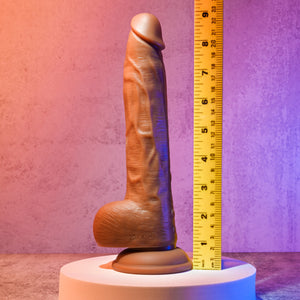 Evolved Thrust In Me Remote Thrusting Vibrating 9.25" Silicone Dildo Light or Brown