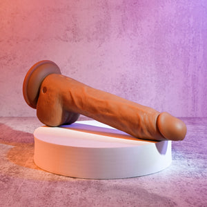 Evolved Thrust In Me Remote Thrusting Vibrating 9.25" Silicone Dildo Light or Brown