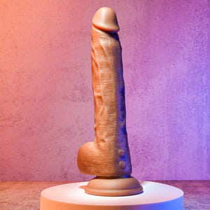 Evolved Thrust In Me Remote Thrusting Vibrating 9.25" Silicone Dildo Light or Brown
