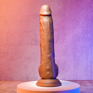 Evolved Thrust In Me Remote Thrusting Vibrating 9.25" Silicone Dildo Light or Brown