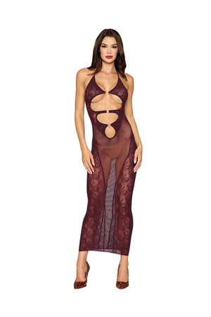 Dreamgirl 0523 Cherry Lacquer Bodystocking Gown & Shrug For Her - Women's Sexy Wear Buy Sex Toys in Singapore LoveisLove U4Ria