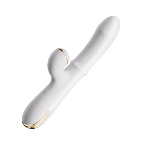 Erocome Pyxis Rotating Beaded Rabbit Vibrator with Clitoral Suction White