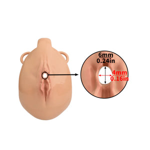 Realistic Nude Vagina Male Chastity Cage with 4 Rings, Pink Jewelled Silver Metal Plug and Belt For Him - Chastity Devices Buy Sex Toys in Singapore LoveisLove U4Ria
