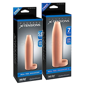 Fantasy X-tensions Real Feel Enhancer in 5.5 inch and 7 inch XL sizes with integrated ball strap sling. Buy Fantasy X-tensions in Singapore LoveisLove U4Ria