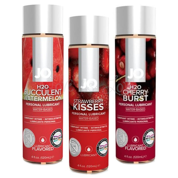 System JO H2O Flavored Edible Water-Based Lubricant Strawberry Kisses or Succulent Watermelon or Cherry Burst