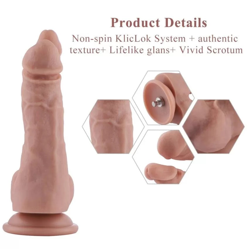 Hismith 7.7" Dual Penetration Silicone Dildo for KlicLok System Double Penetration Buy Sex Toys in Singapore LoveisLove U4Ria