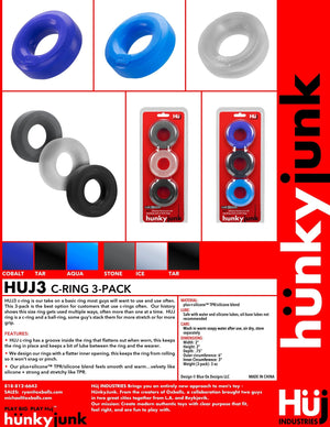 Oxballs Hunkyjunk Huj3 Plus Silicone C-Ring 3-Pack