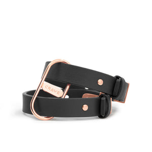 Crave ICON Cuff Stainless Steel & Leather Bracelets Black/Rose Gold or Tan/Gold Buy in Singapore LoveisLove U4Ria