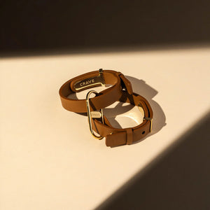 Crave ICON Cuff Stainless Steel & Leather Bracelets Black/Rose Gold or Tan/Gold Buy in Singapore LoveisLove U4Ria
