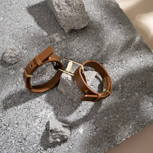 Crave ICON Cuff Stainless Steel & Leather Bracelets Black/Rose Gold or Tan/Gold Buy in Singapore LoveisLove U4Ria