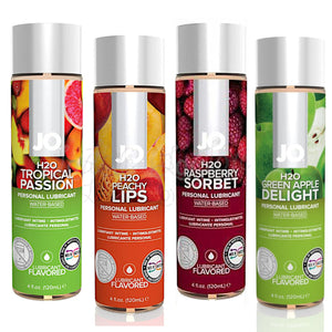 System JO H2O Flavored Edible Water-Based Lubricant Peachy Lips or Tropical Passion or Raspberry Sorbet or Green Apple Delight