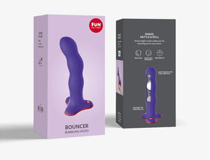Fun Factory Bouncer Weighted Silicone Rumbling Dildo Sage Green or Flashy Purple Buy in Singapore LoveisLove U4Ria 