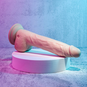 Evolved Thrust In Me Remote Thrusting Vibrating 9.25" Silicone Dildo Light or Brown