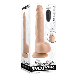 Evolved Thrust In Me Remote Thrusting Vibrating 9.25" Silicone Dildo Light or Brown