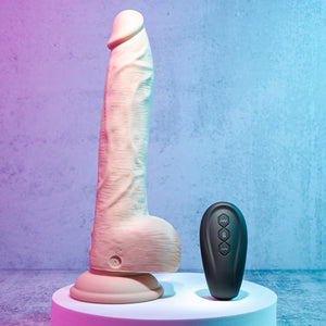 Evolved Thrust In Me Remote Thrusting Vibrating 9.25" Silicone Dildo Light or Brown