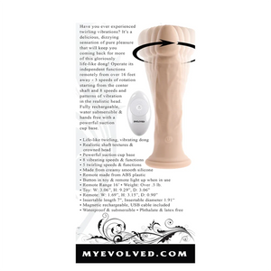 Evolved Twirl Jam Remote Vibrating Twirling 9" Silicone Dildo Light Or Dark Buy in Singapore LoveisLove U4Ria 