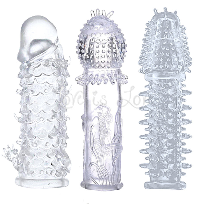 Transparent Penis Nubby Textured Extension Sleeve