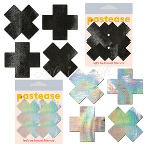 Pastease Petite Plus X Crosses Pasties Liquid Black or Holographic Silver (2 Pairs) Buy in Singapore LoveisLove U4Ria