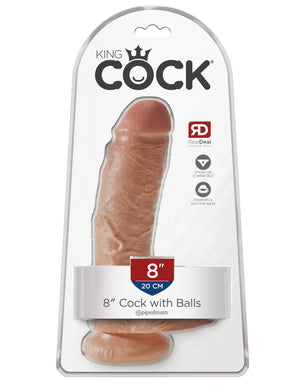 King Cock 8 Inch Cock with Balls Flesh or Tan (Authorized Dealer)