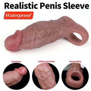 Pyrrhus Lifelike Silicone Penis Sleeve 6.7 Inch For Him - Penis Sheath/Sleeve Buy Sex Toys in Singapore LoveisLove U4Ria