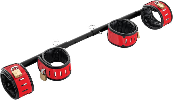Stainless Steel Expandable Heavy Duty Spreader Bar With 4 PU Adjustable Cuff Red or Silver