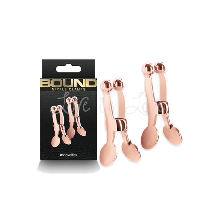 NS Novelties Bound Metal Nipple Clamps C1 Rose Gold or Gunmetal