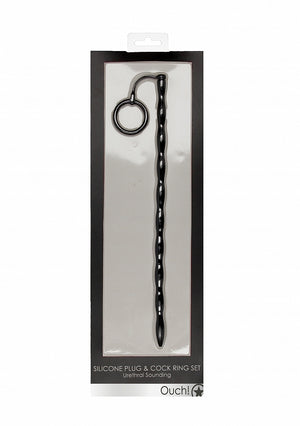 Shots Ouch! Urethral Sounding Silicone Plug & Cock Ring Set Full Length 30 CM For Him - Urethral Sounds/Penis Plugs Buy Sex Toys in Singapore LoveisLove U4Ria