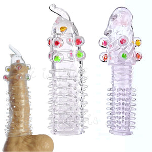 Transparent Penis Nubby Textured Extension Sleeve With Crystal Beads Buy in Singapore LoveisLove U4Ria