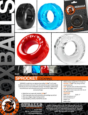 Oxballs Atomic Jock Sprocket Cock Ring AJ-1043 Black or Clear or Ice Blue