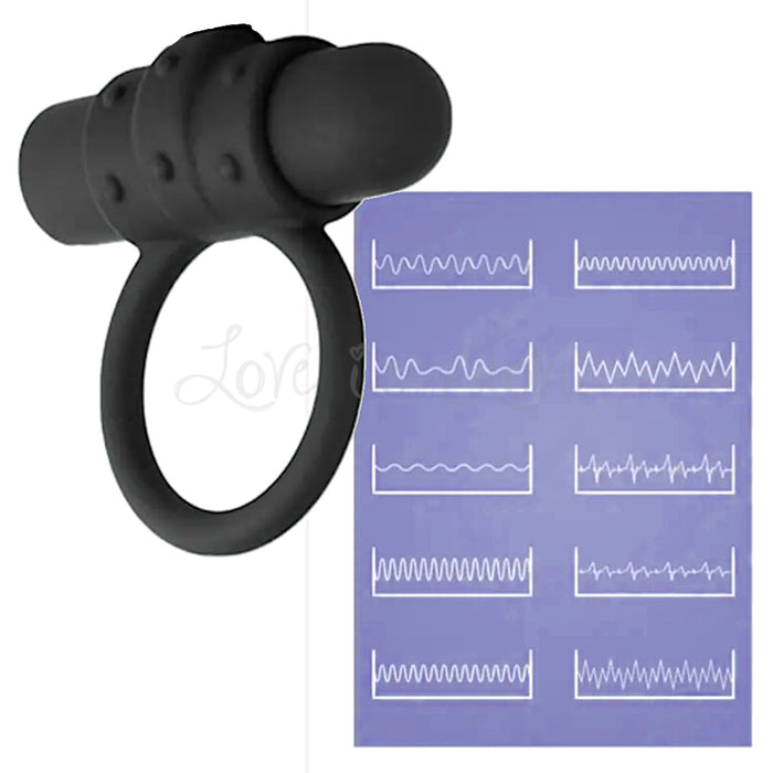 Vibrating Rechargeable Cock Ring with Clitoral Stimulation Bumps