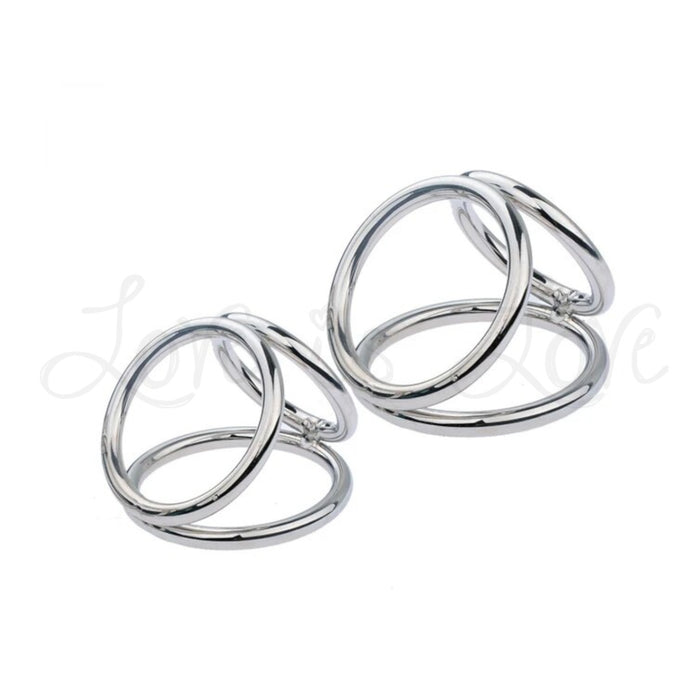 Chrome Plated Stainless Steel Cock Cage and Ball 3 Rings Small or Large