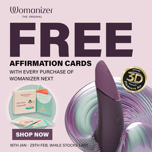 Womanizer Next Rechargeable Clitoral Stimulator with 3D Pleasure Air Technology (Free Womanizer Affirmation Cards and Boobs Necklace)
