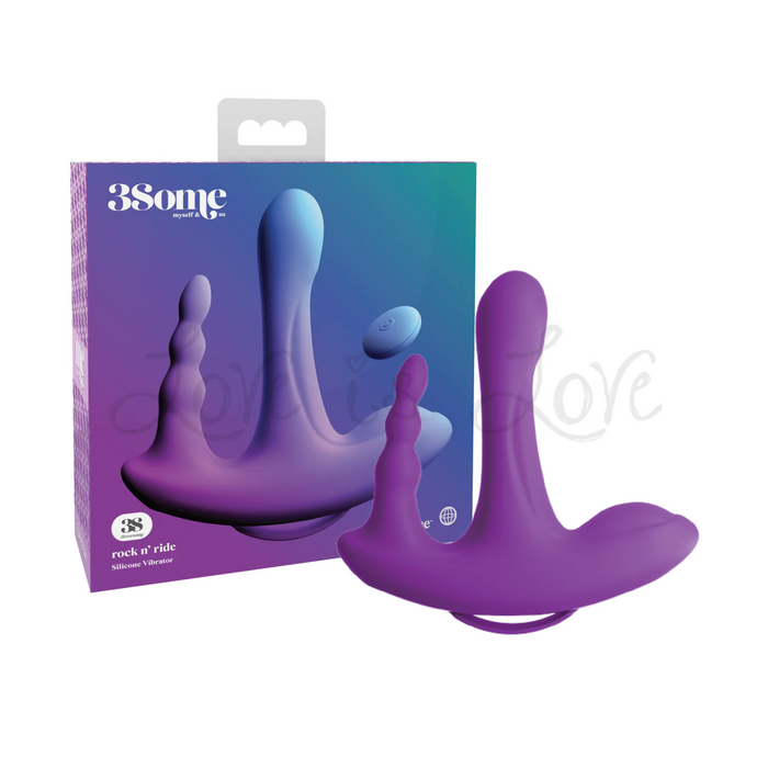 Pipedream 3Some Rock n' Ride Remote-Controlled Dual Motor Silicone Rechargeable Vibrator Purple