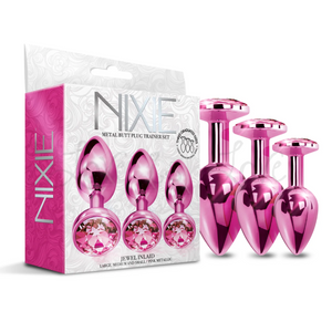 Nixie Metal Butt Plug Jewel Inlaid Trainer Set Pink Metallic Buy in Singapore LoveisLove U4ria