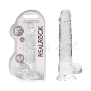 Shots RealRock Crystal Clear Realistic Dildo With Balls and Suction Cup 8 Inch Clear Buy in Singapore Buy in Singapore LoveisLove U4ria