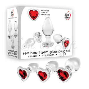 Adam & Eve 3 Piece Red Heart Gem Glass Plug Set Buy in Singapore LoveisLove U4ria