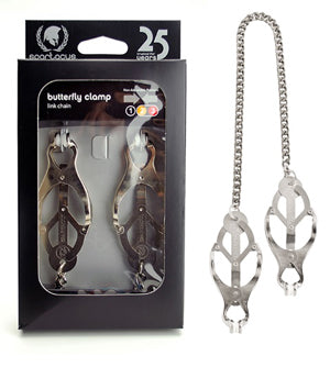Spartacus Butterfly Nipple Clamps With Silicone Tips Jewel Chain SPF-41