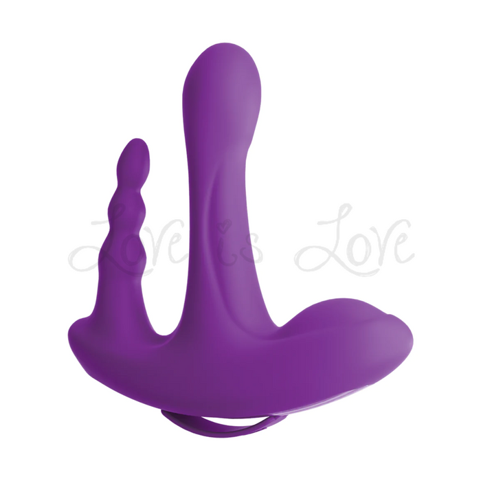 Pipedream 3Some Rock n' Ride Remote-Controlled Dual Motor Silicone Rechargeable Vibrator Purple