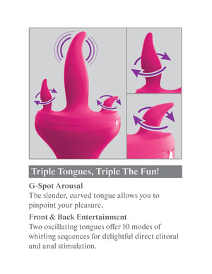 Pipedream 3Some Holey Trinity Triple Tongue Rechargeable Vibrator Silicone Pink