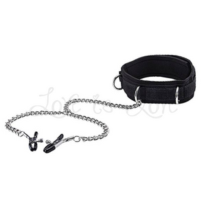 Shots Ouch! Black & White Adjustable Velcro Collar With Nipple Clamps Black Buy in Singapore LoveisLove U4ria