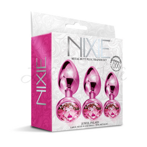 Nixie Metal Butt Plug Jewel Inlaid Trainer Set Pink Metallic Buy in Singapore LoveisLove U4ria