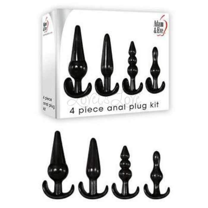 Adam & Eve 4 Piece Anal Plug Kit Black