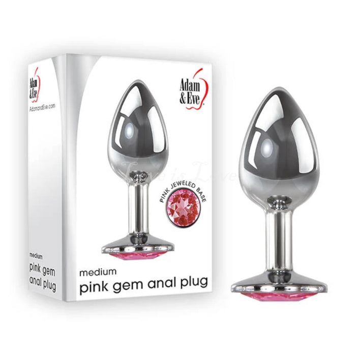 Adam & Eve Pink Gem Metal Anal Plug S or M or L or Set of 3