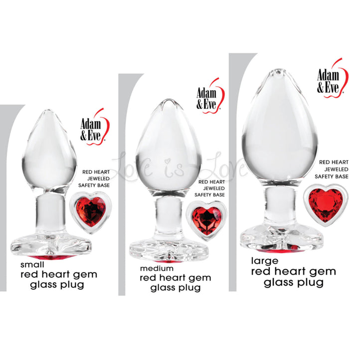 Adam & Eve Red Heart Gem Glass Plug