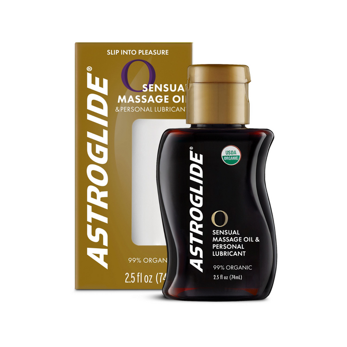 Astroglide O Sensual Massage Oil Lubricant 2.5 fl oz (USDA Certified)(Exp 11/2025)